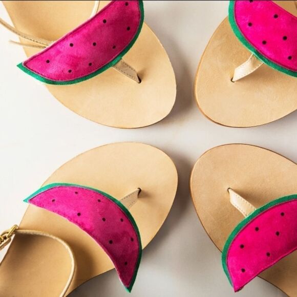 Cornetti Italy Suede Watermelon Thong Sandals Size 39 - Picture 1 of 10
